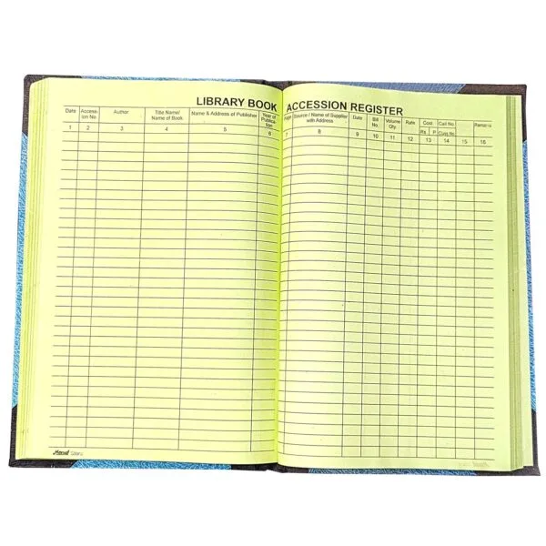 Library Book Accession Register - 4 Q - 288 pages