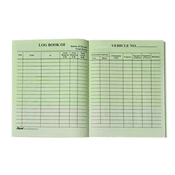 Log Book of Vehicles Copy - 144 pages