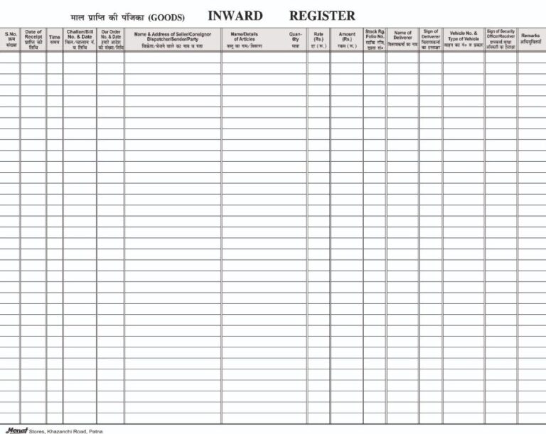 Monaf Goods Inward Register - No. 4 - Monaf Stores