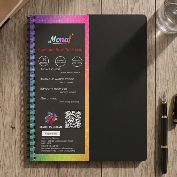 Monaf Premium Wiro Note Book A5 160 Pages | Multiple Colours