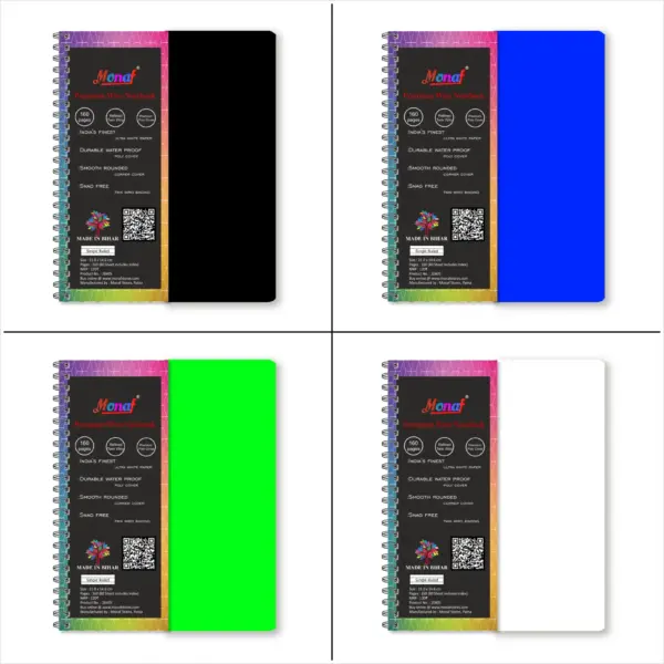 Monaf Premium Wiro Note Book A5 160 Pages | Multiple Colours