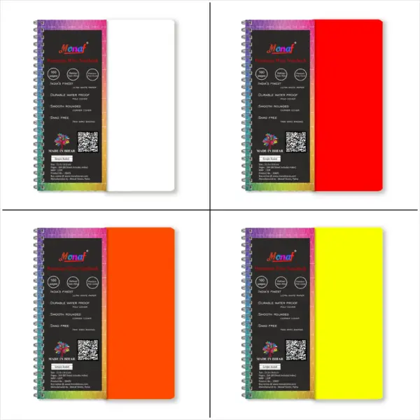 Monaf Premium Wiro Note Book A5 160 Pages | Multiple Colours