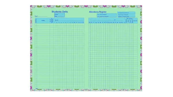 Monaf 2 Year Student Attendance Register for 32 Students