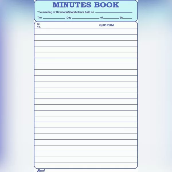 Minutes Book Register/Meeting Register/Director Shareholder Register