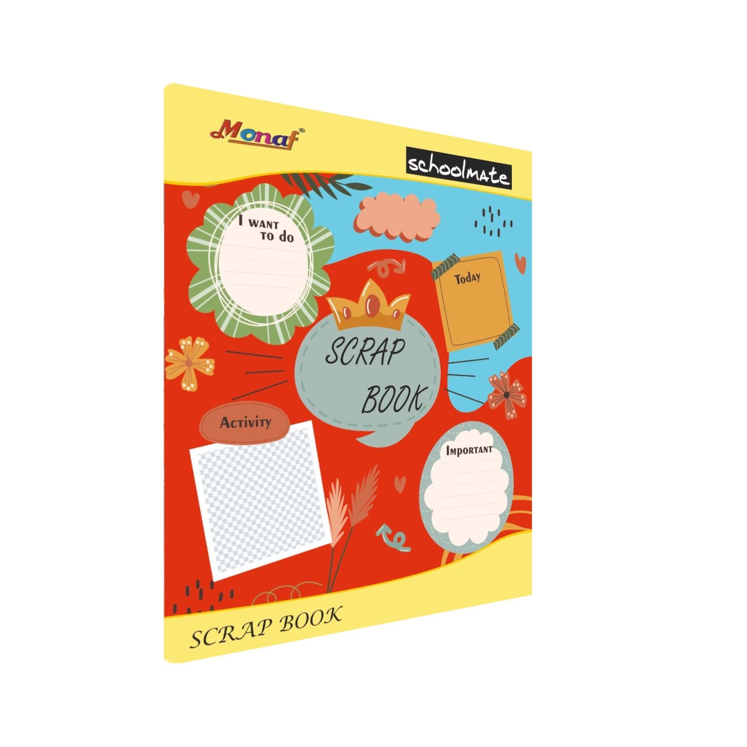 Monaf Scrapbook | Soft Bound | A4 Size Approx | Unruled Colorful Paper Sheets For Projects, School, DIY Art And Craft | 28 X 21.5 Cm | 120 GSM | Pack Of 3