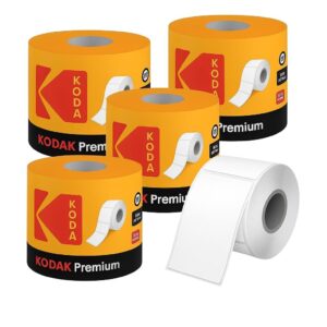 Kodak Self-Adhesive Labels – 4x6 Inch Thermal Shipping Labels, Pack of 4 – 400 Labels/Roll – Barcode Sticker Roll for Shipping Label Printer – Smudge-Free, Fade-Resistant