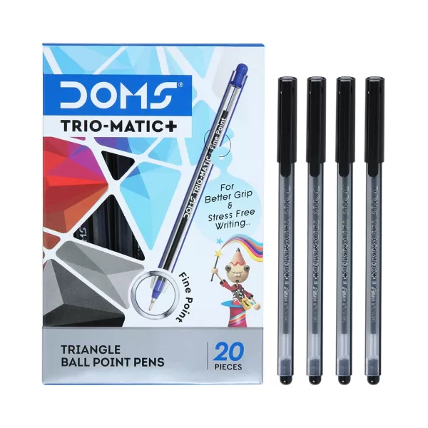 Doms Fine Point Trio-Matic + Ball Point Pen Box Pack | Light Weight Sleek Body | Low-Viscosity Ink For Smudge Free, Fine & Smooth Writing | Pack of 20 Pens