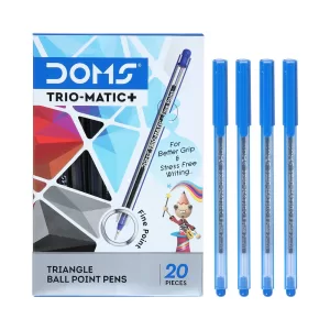 Doms Fine Point Trio-Matic + Ball Point Pen Box Pack | Light Weight Sleek Body | Low-Viscosity Ink For Smudge Free, Fine & Smooth Writing | Pack of 20 Pens