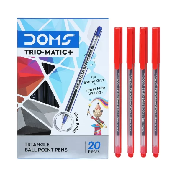 Doms Fine Point Trio-Matic + Ball Point Pen Box Pack | Light Weight Sleek Body | Low-Viscosity Ink For Smudge Free, Fine & Smooth Writing | Pack of 20 Pens