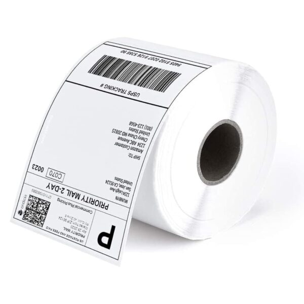 Monaf 100mm x 150mm Direct Thermal Shipping Labels, 4"x 6" Sticker Rolls, 400 Labels per Roll, Strong Adhesive, Barcode Compatible for E-Commerce Couriers - Pack of 1 (400 Labels)