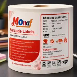 Monaf 100mm x 150mm Direct Thermal Shipping Labels, 4"x 6" Sticker Rolls, 400 Labels per Roll, Strong Adhesive, Barcode Compatible for E-Commerce Couriers - Pack of 1 (400 Labels)