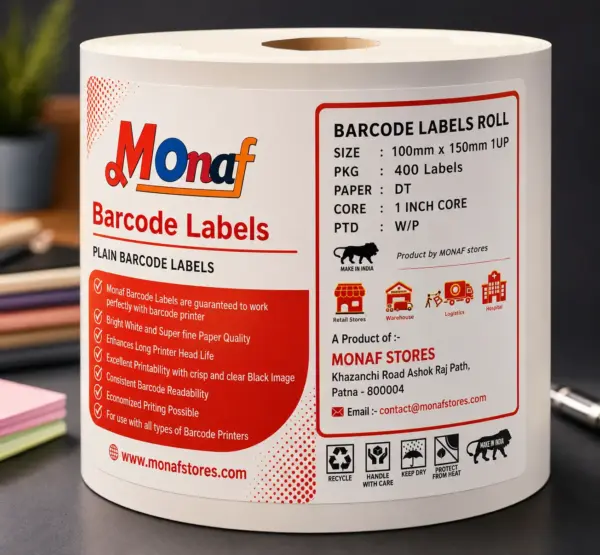 Monaf 100mm x 150mm Direct Thermal Shipping Labels, 4"x 6" Sticker Rolls, 400 Labels per Roll, Strong Adhesive, Barcode Compatible for E-Commerce Couriers - Pack of 1 (400 Labels)